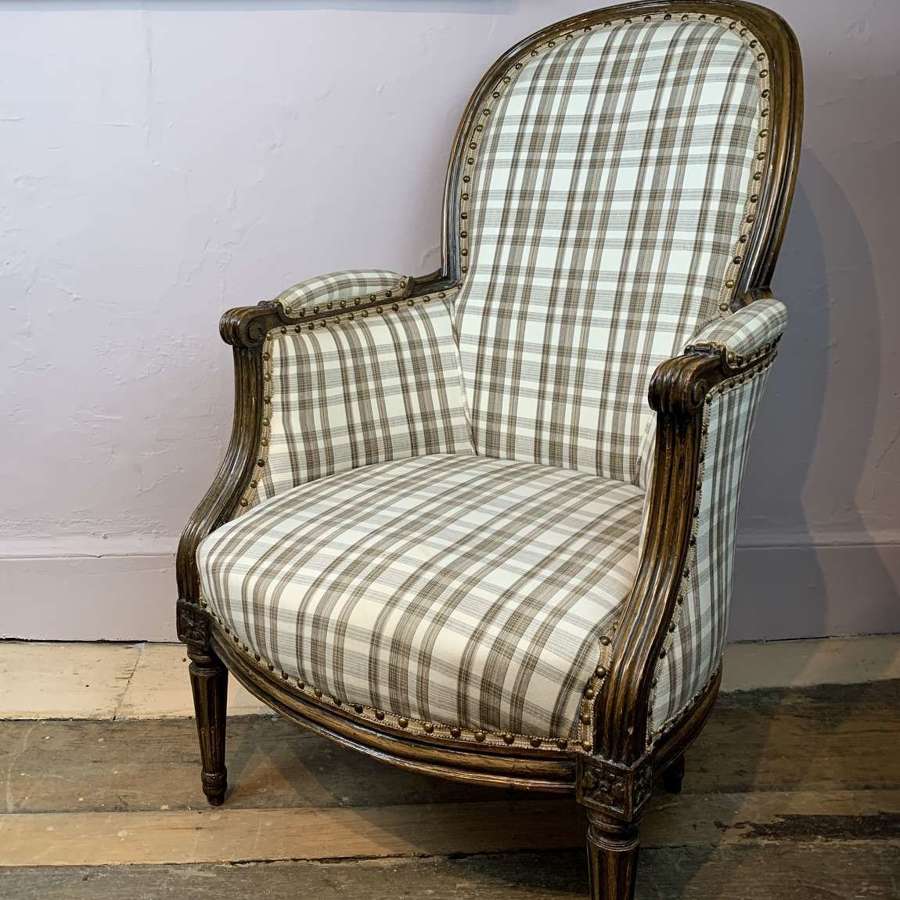 Antique French Bergere Tub Armchair