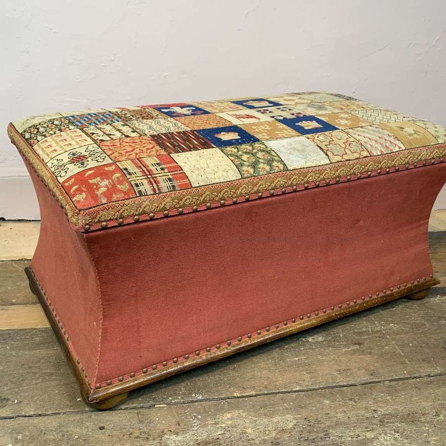 Victorian Tapestry Patchwork Top Box Ottoman