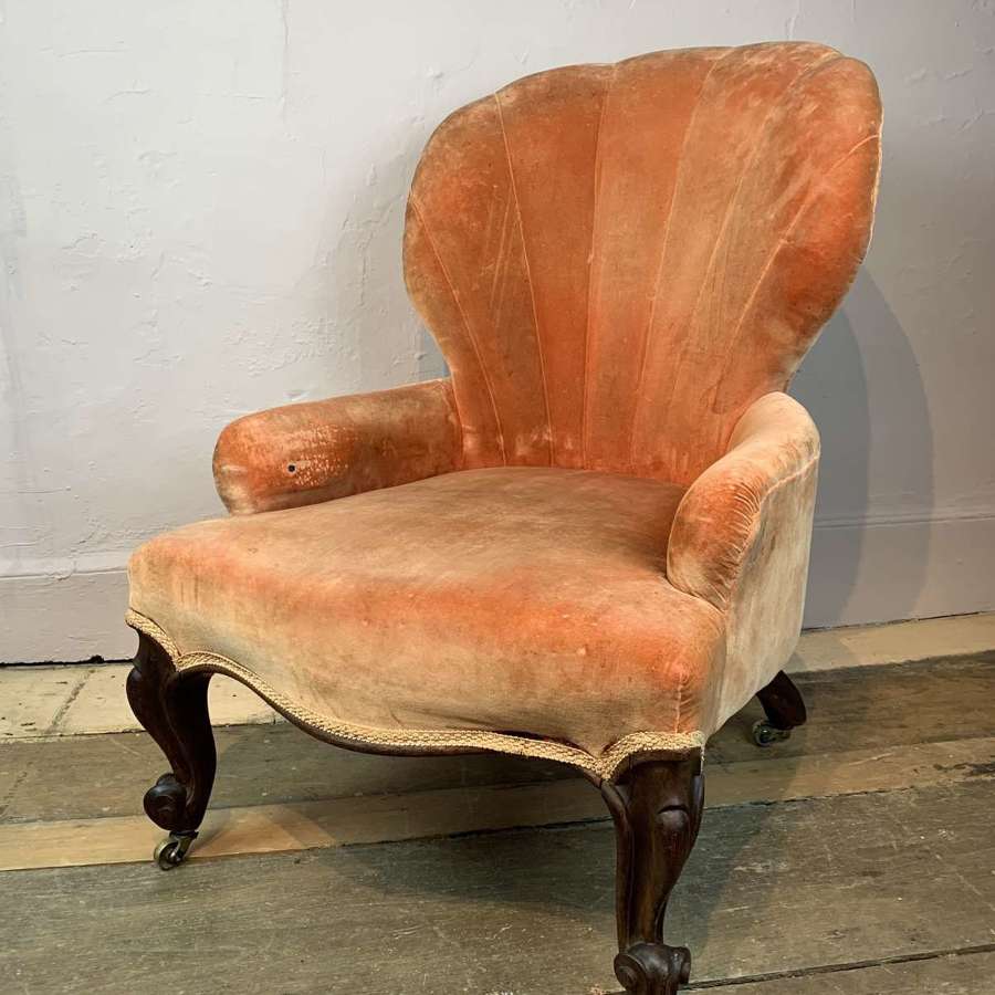 Victorian Fan Back Armchair for Recovering