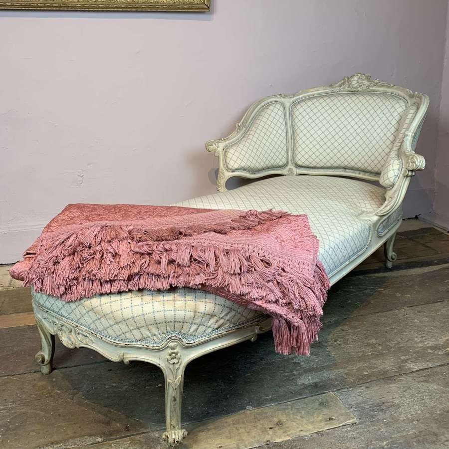 Antique French Louis XV Style Chaise Longue in Original Paint