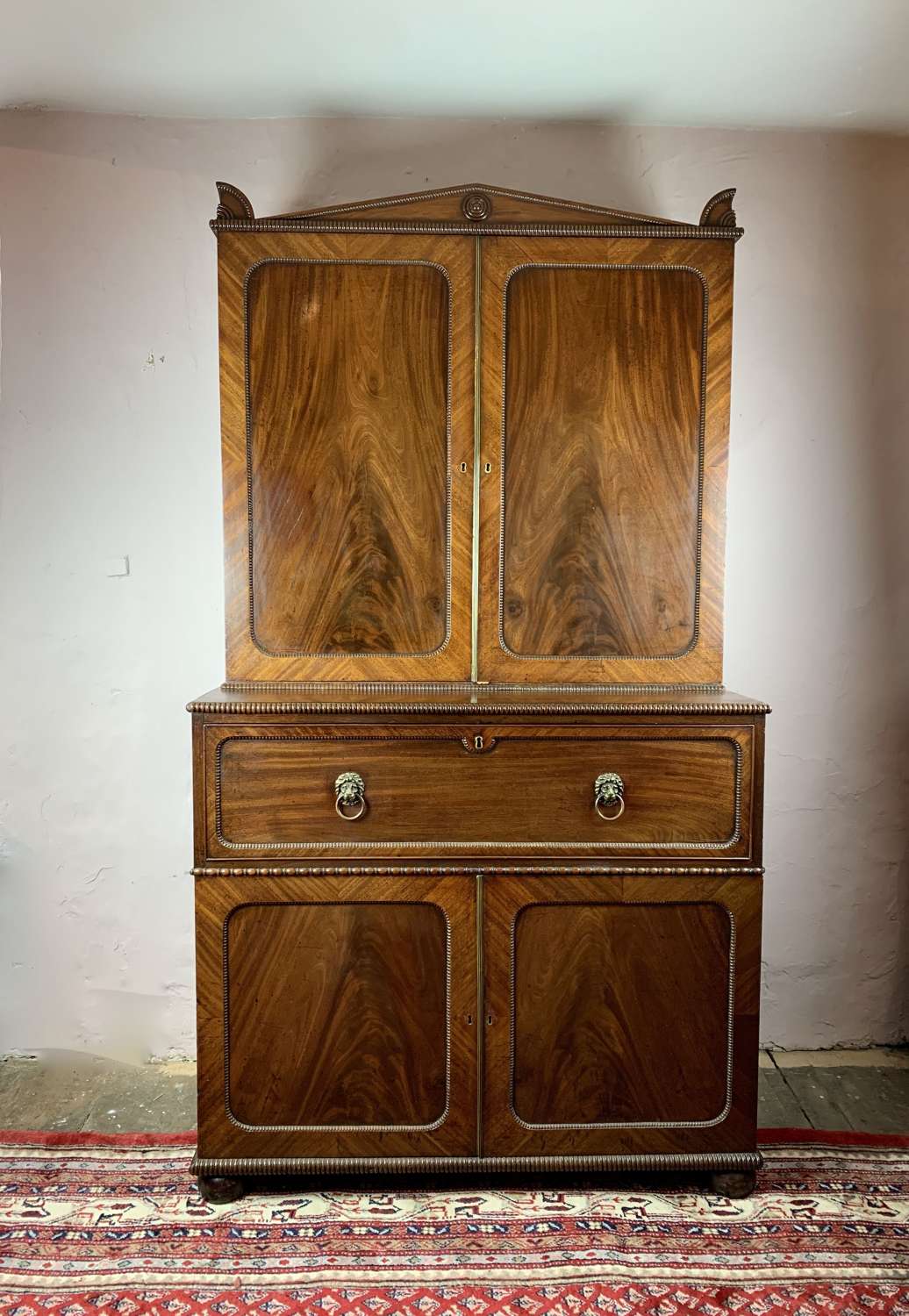Regency Mahogany Secretaire Cabinet of Architectural Form