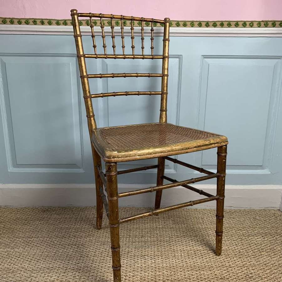 19th Century Gilt Faux Bamboo Occasional Chair