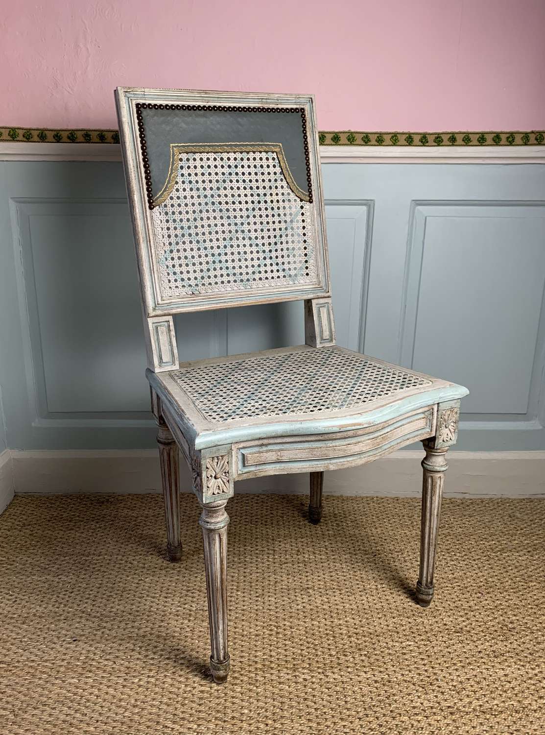 Vintage French Louis XVI Style Painted Cane Chair