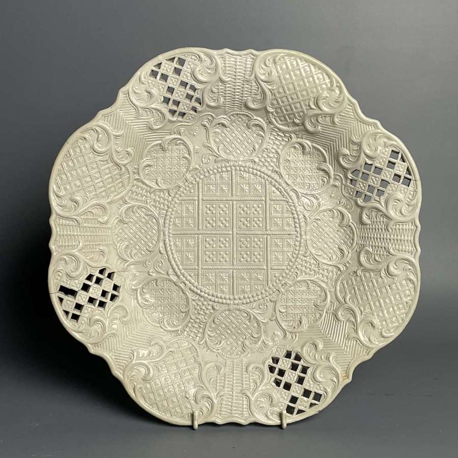 Large Staffordshire Saltglaze Stoneware Reticulated Plate circa 1760