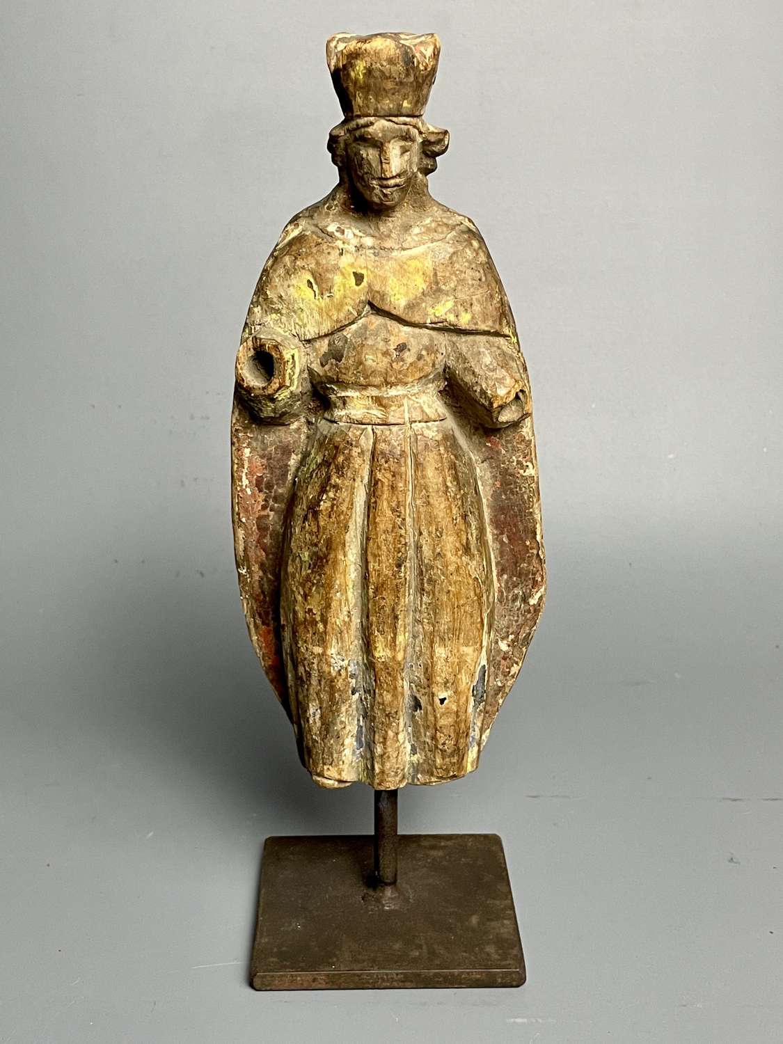 Spanish Colonial Carved Wood Figure of The Madonna