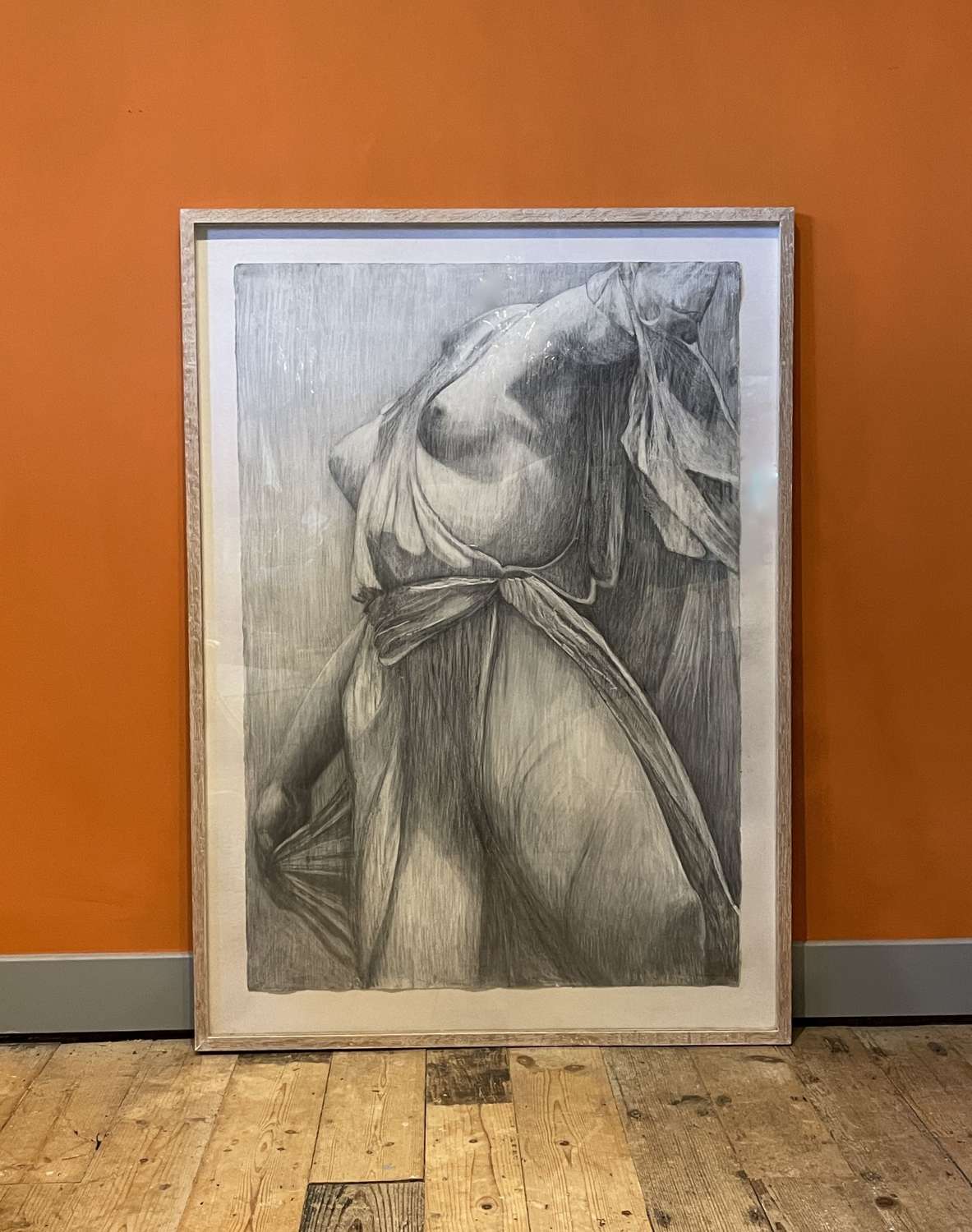 Large Charcoal Classical Nude Drawing
