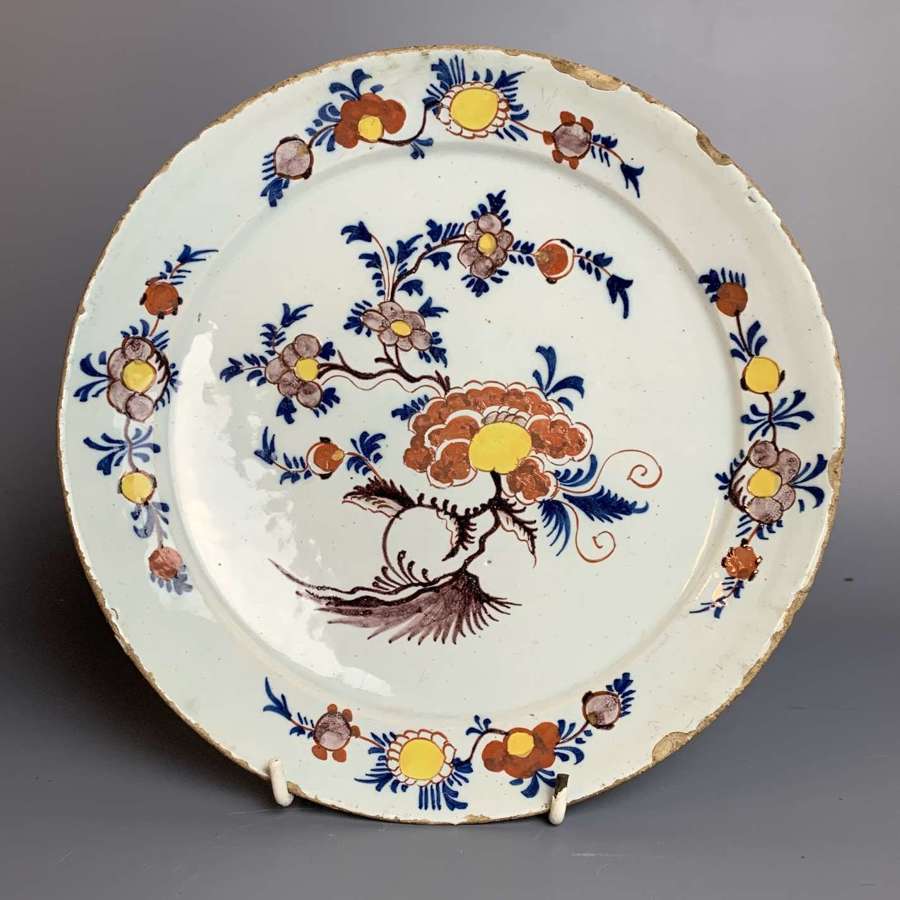 18th Century English Delft Polychrome Plate