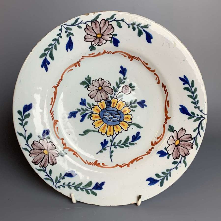18th Century English Delft Polychrome Plate