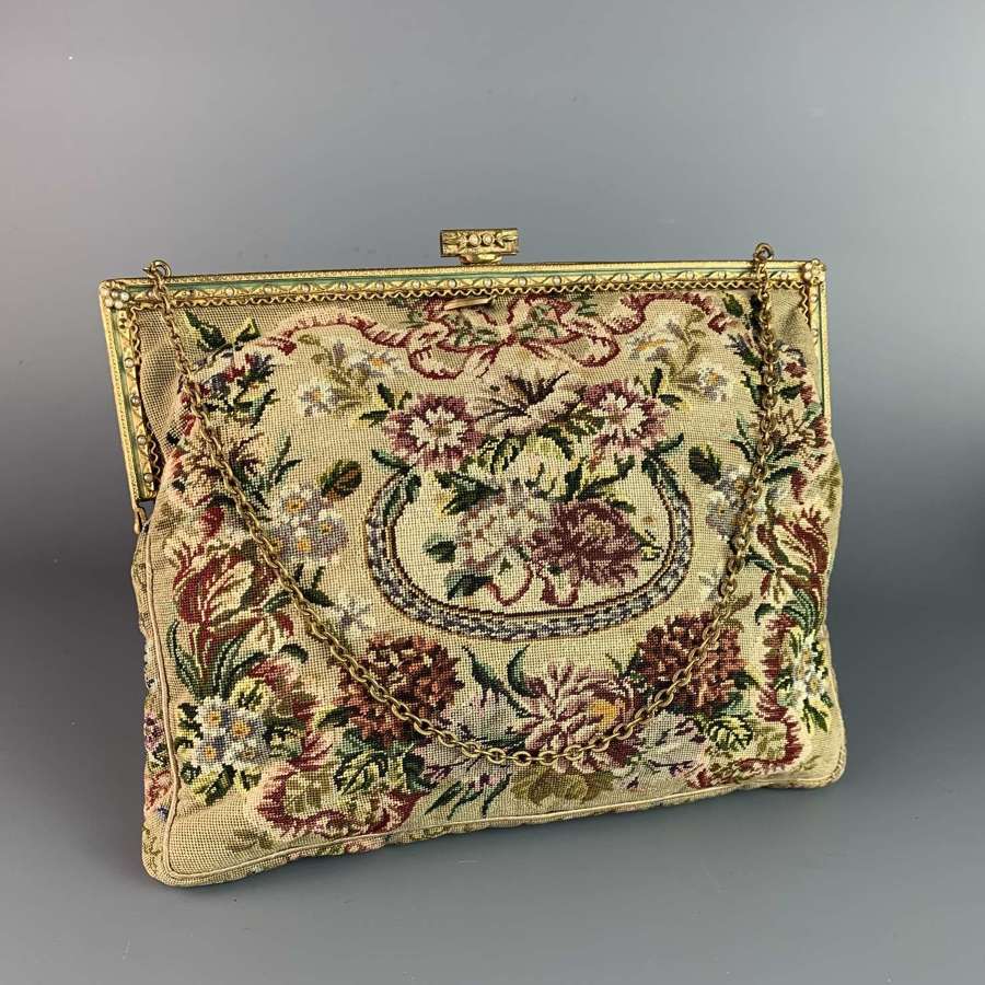 Vintage French Petit Point Evening Bag