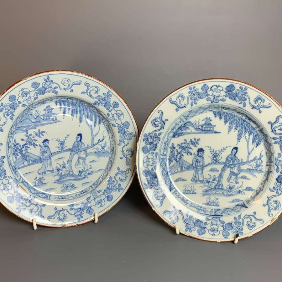 Pair of 18th Century Delft Blue & White Plates