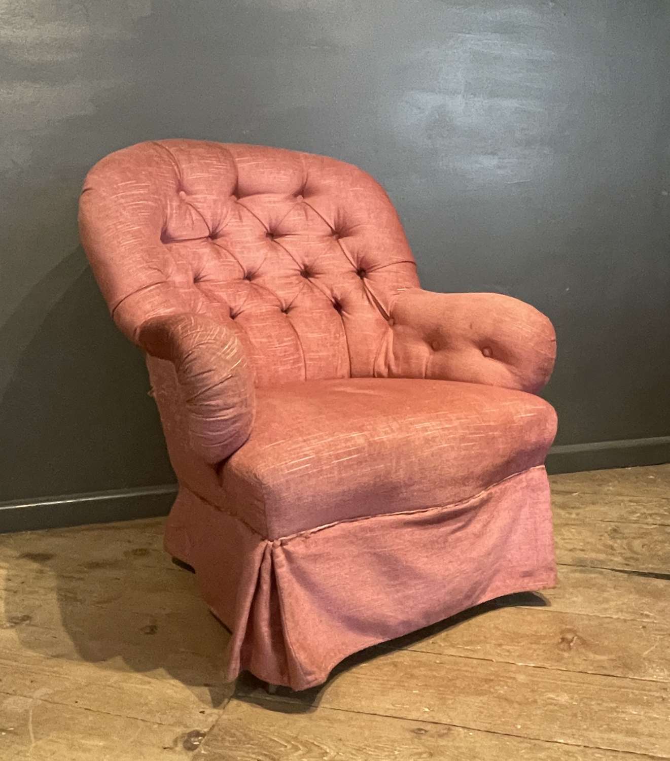Victorian Button Back Armchair for Recovering