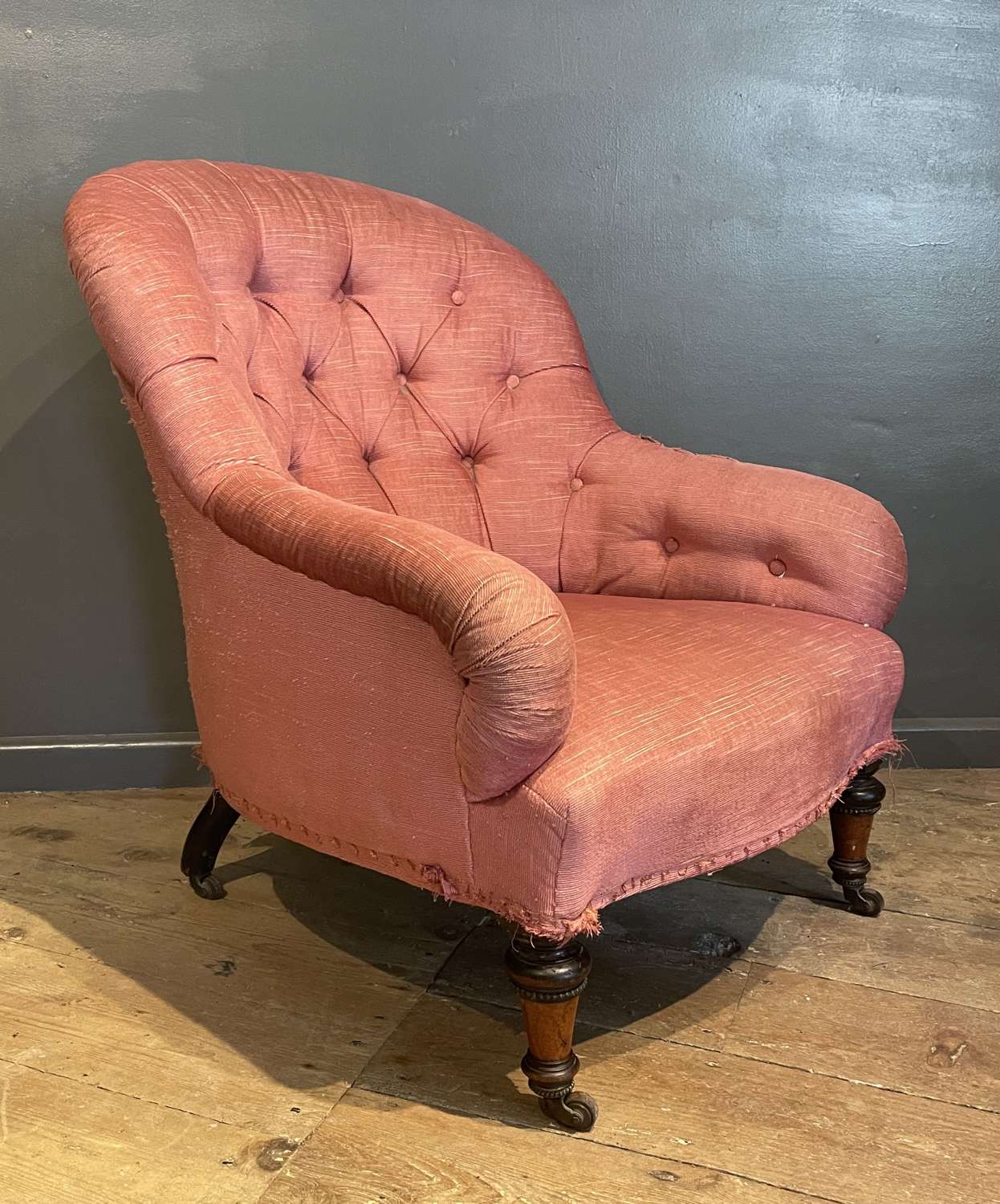 Victorian Button Back Armchair for Recovering