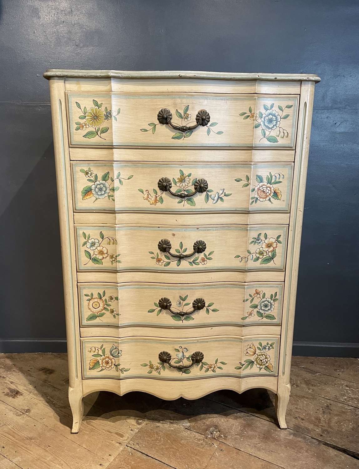 Vintage Hand Painted Chest of Drawers / Tallboy