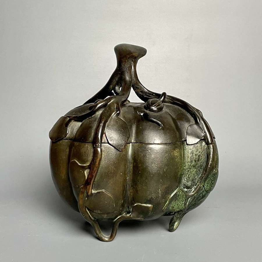 Chinese Ming Bronze Censer of Pumpkin Form