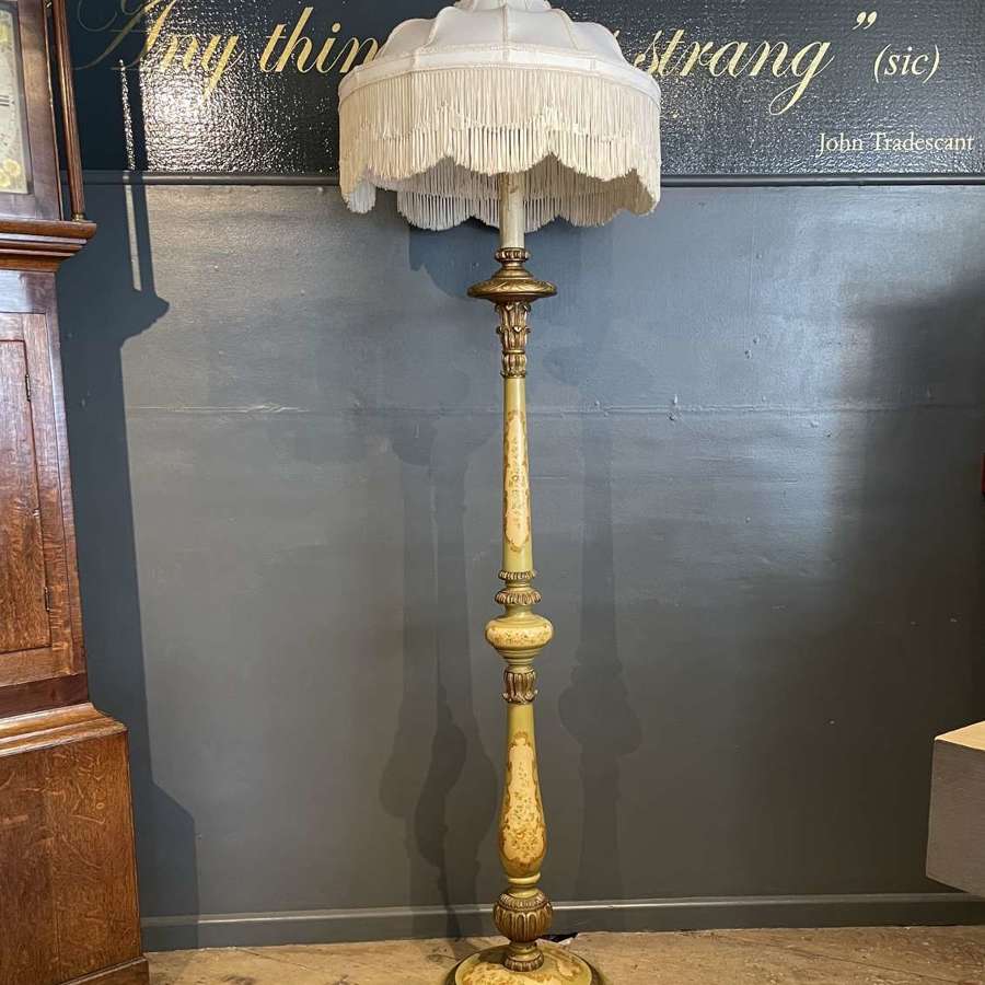 Vintage Venetian Floral Painted & Gilt Standard Lamp