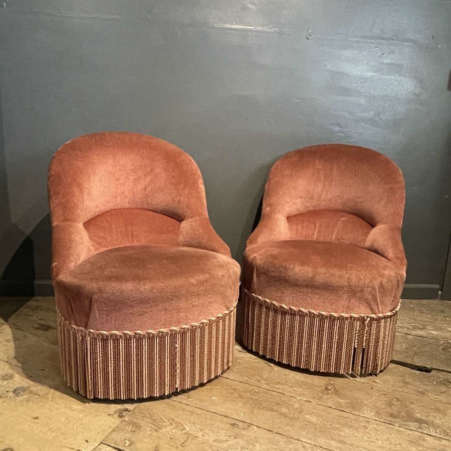 Pair of French Pink Boudoir Tub Chairs