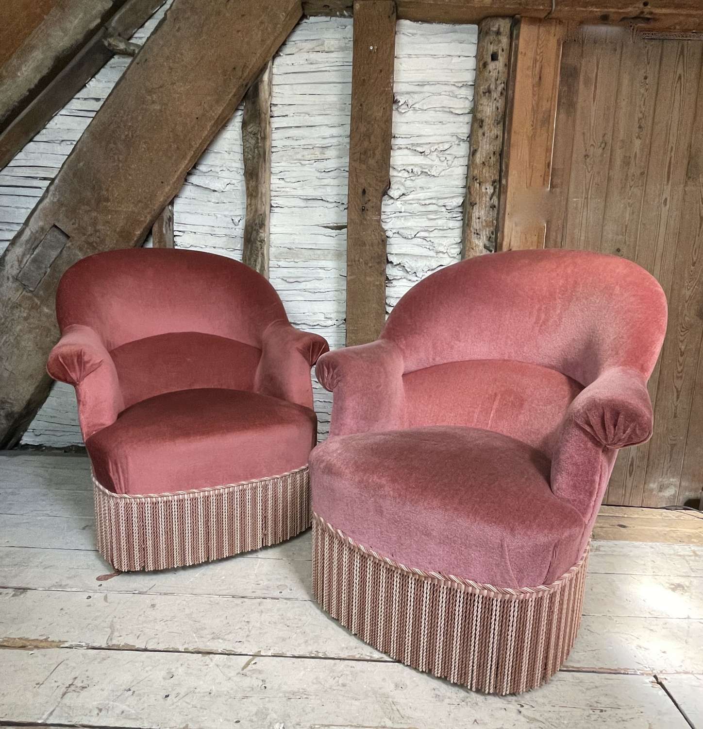 Pair of Vintage French Tub Armchairs