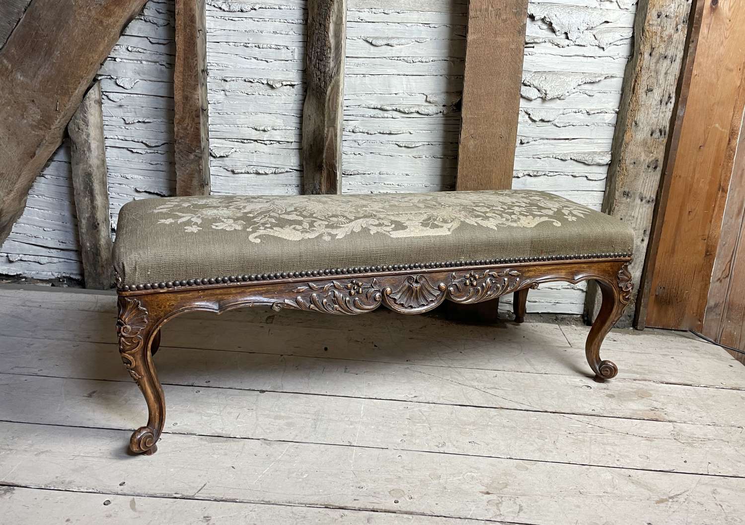 French Louis XV Revival Tapestry Upholstered Footstool
