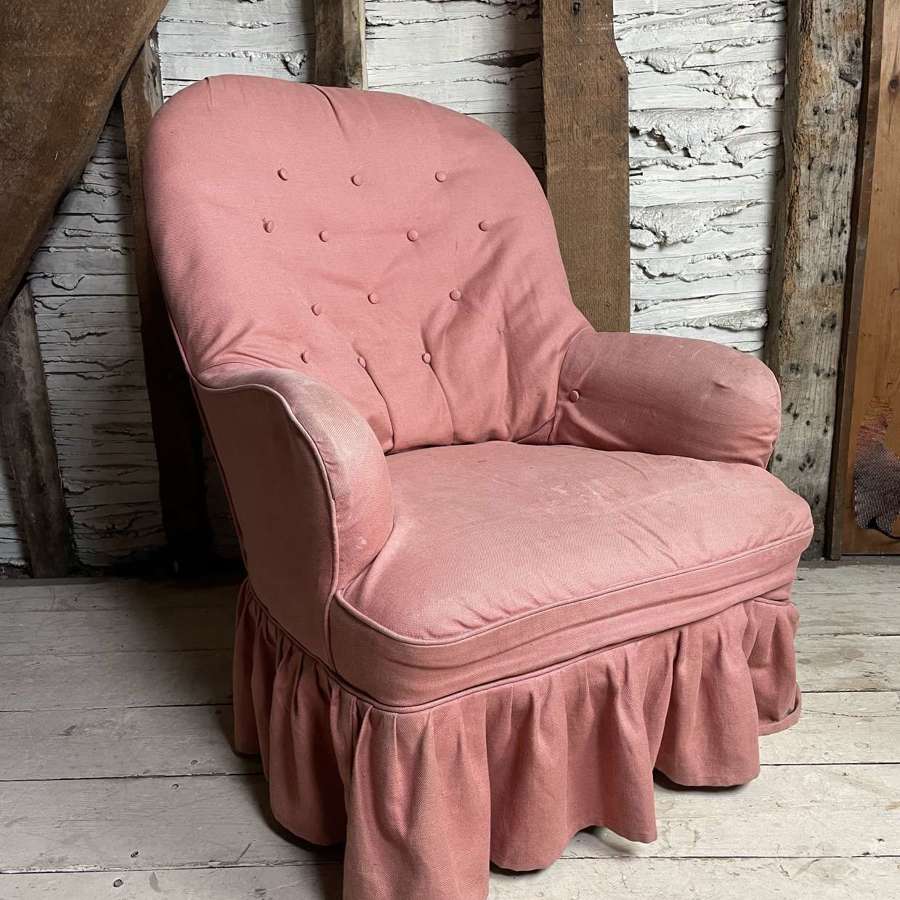 Victorian Iron Framed Button Back Armchair for Re-upholstery