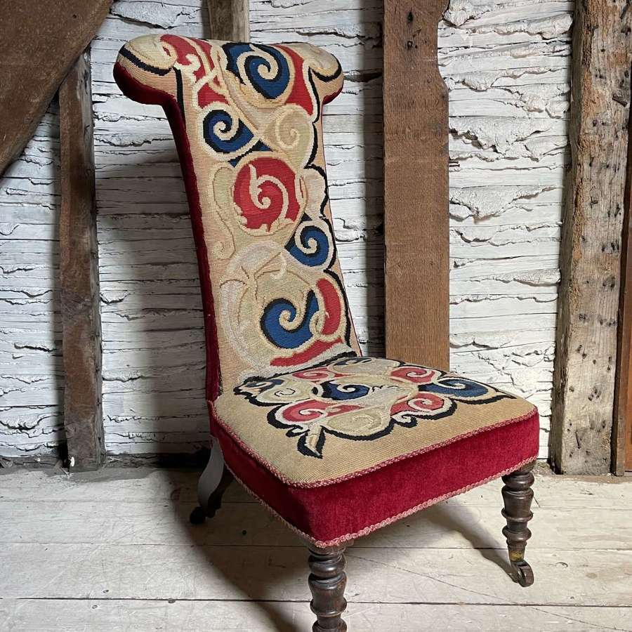 Victorian Woolwork Upholstered Prie Dieu