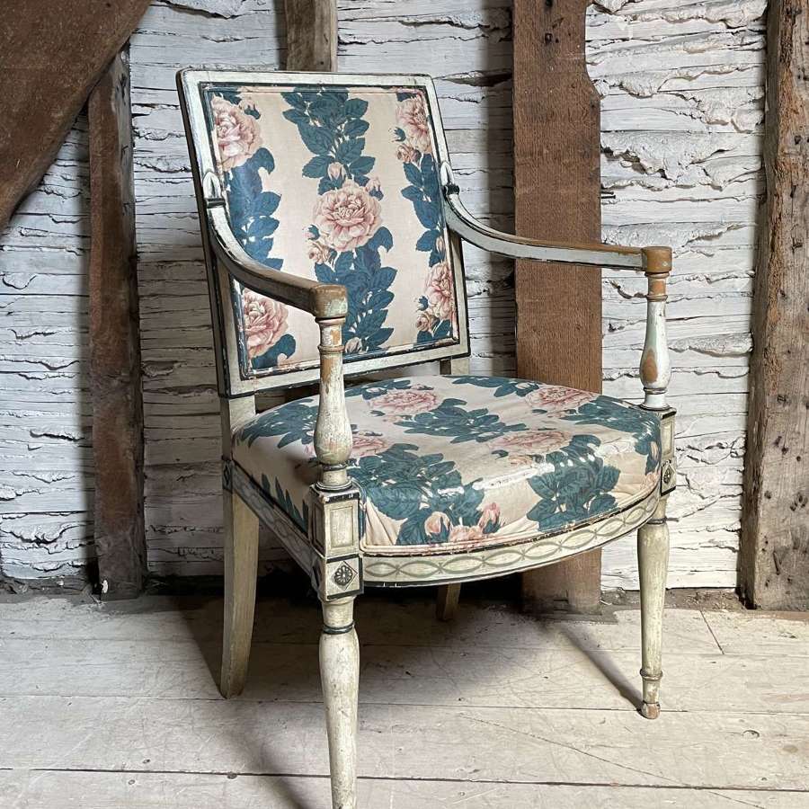 Edwardian Painted Open Armchair in Regency Style