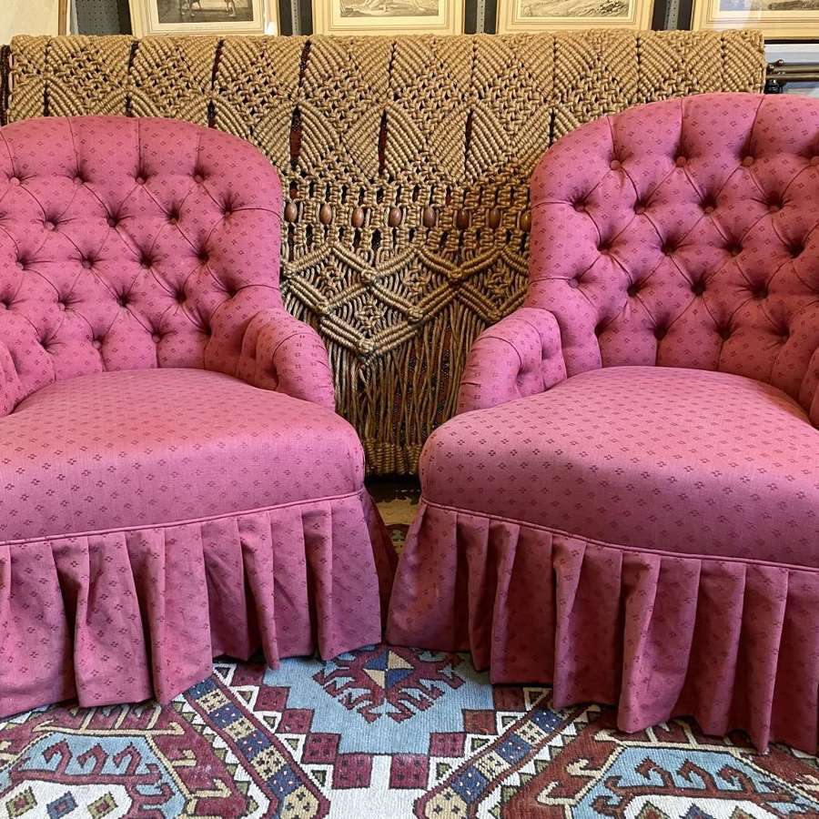 Pair of Button Back Tub Armchairs