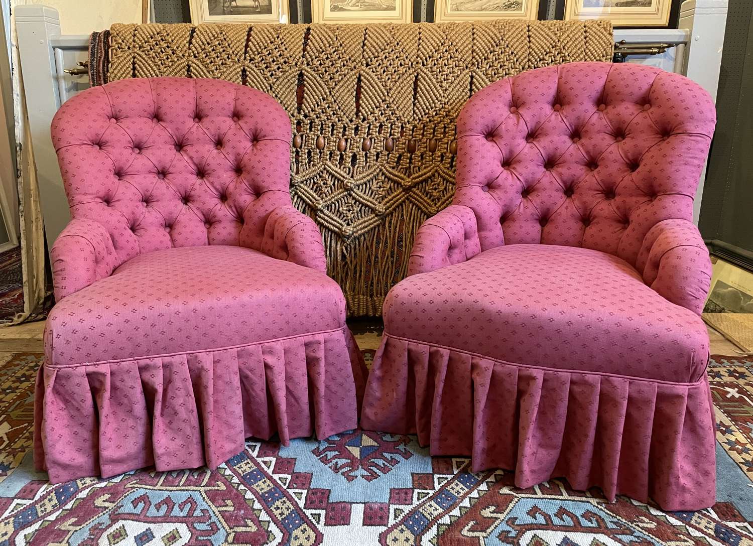 Pair of Button Back Tub Armchairs