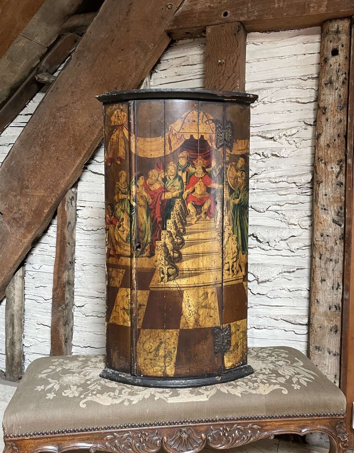 Dutch 18th Century Painted Corner Cupboard