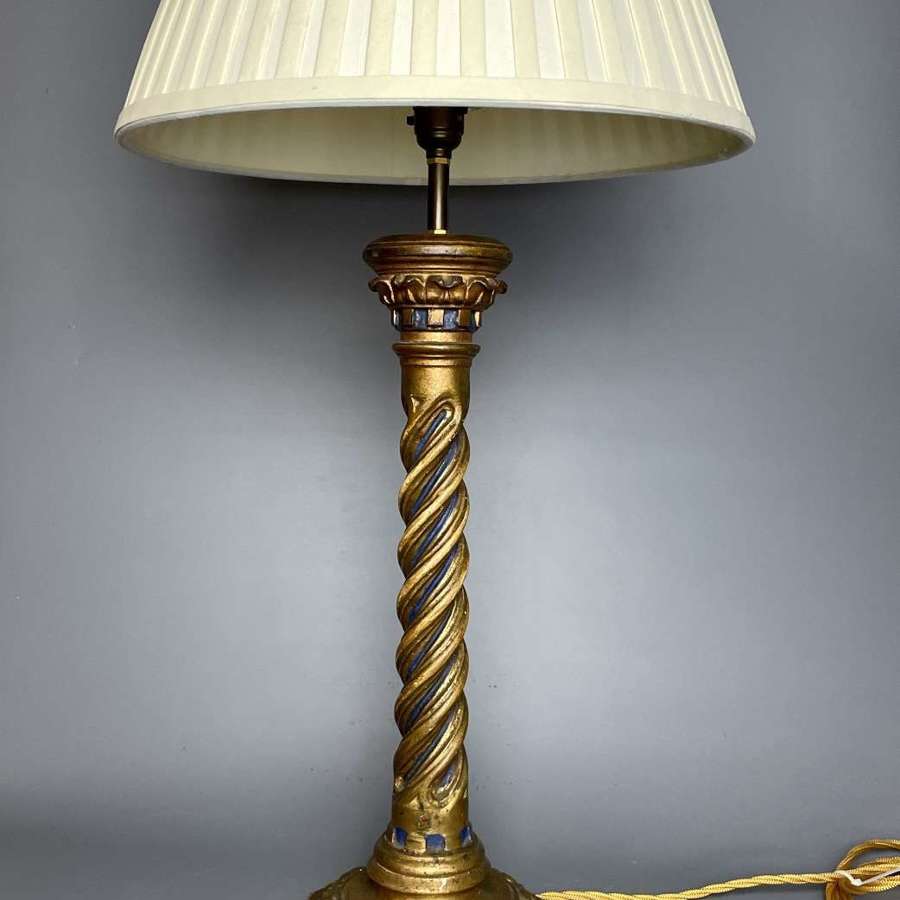 Florentine Carved Giltwood Column Table Lamp