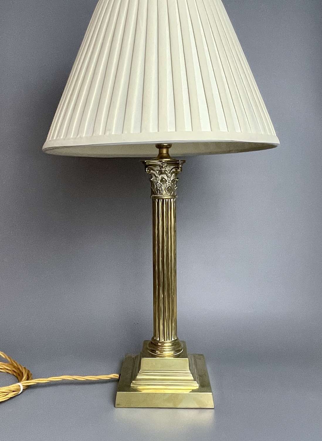 Antique Corinthian Column Brass Table Lamp