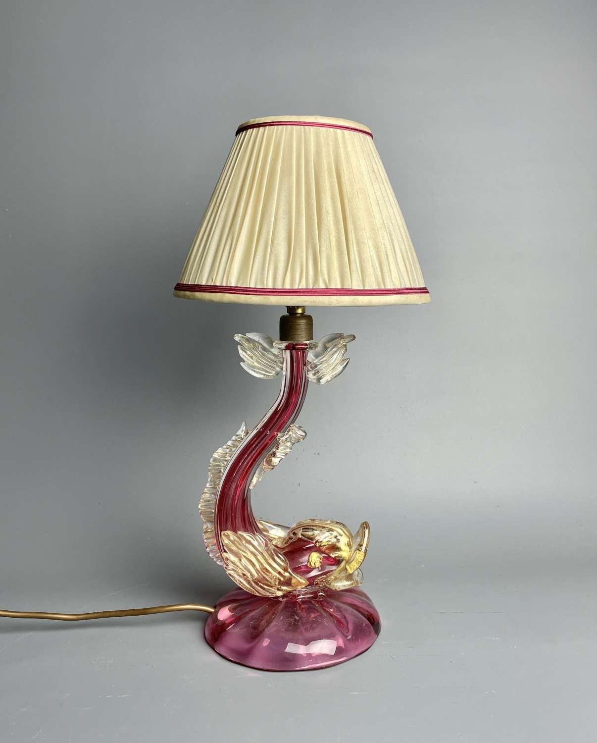 Vintage Murano Glass Dolphin Lamp