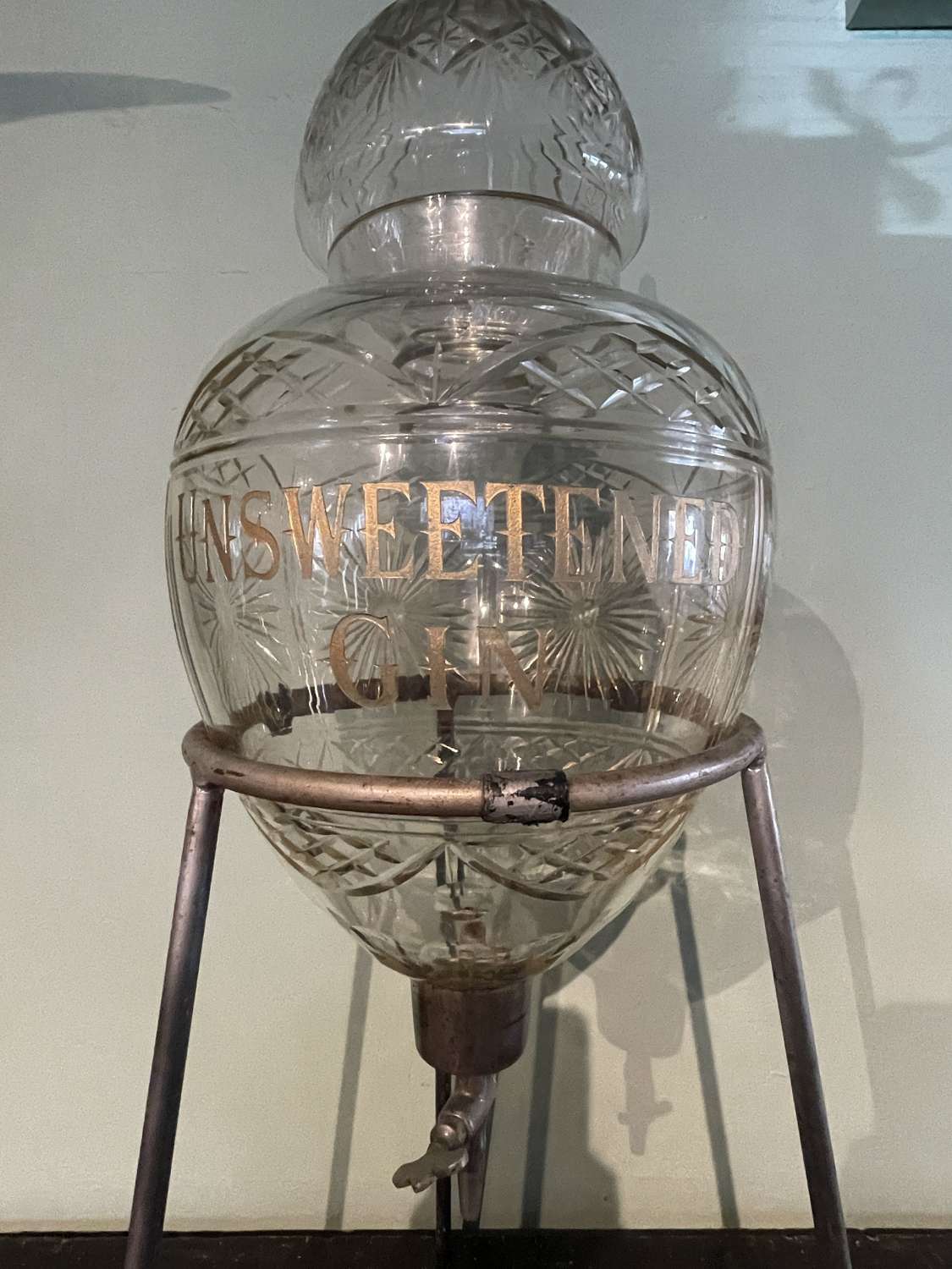 Victorian Cut Glass 'Unsweetened Gin' Dispenser