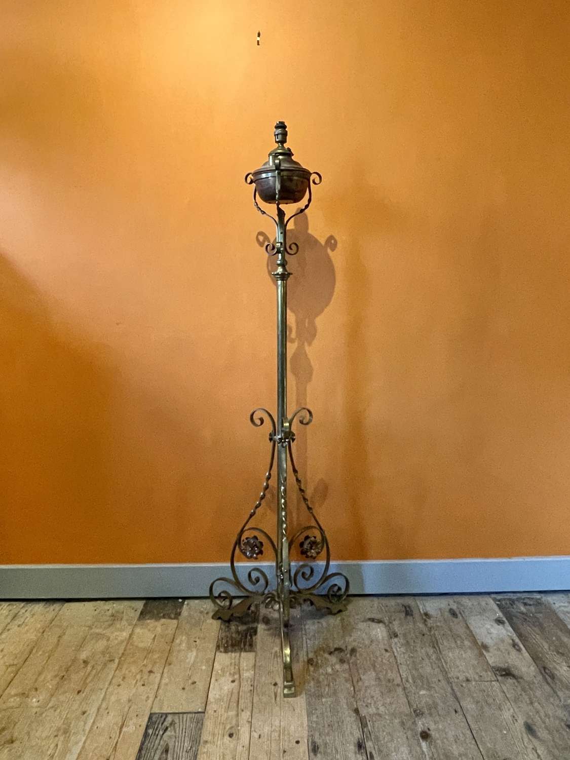 Victorian Adjustable Brass Standard Lamp