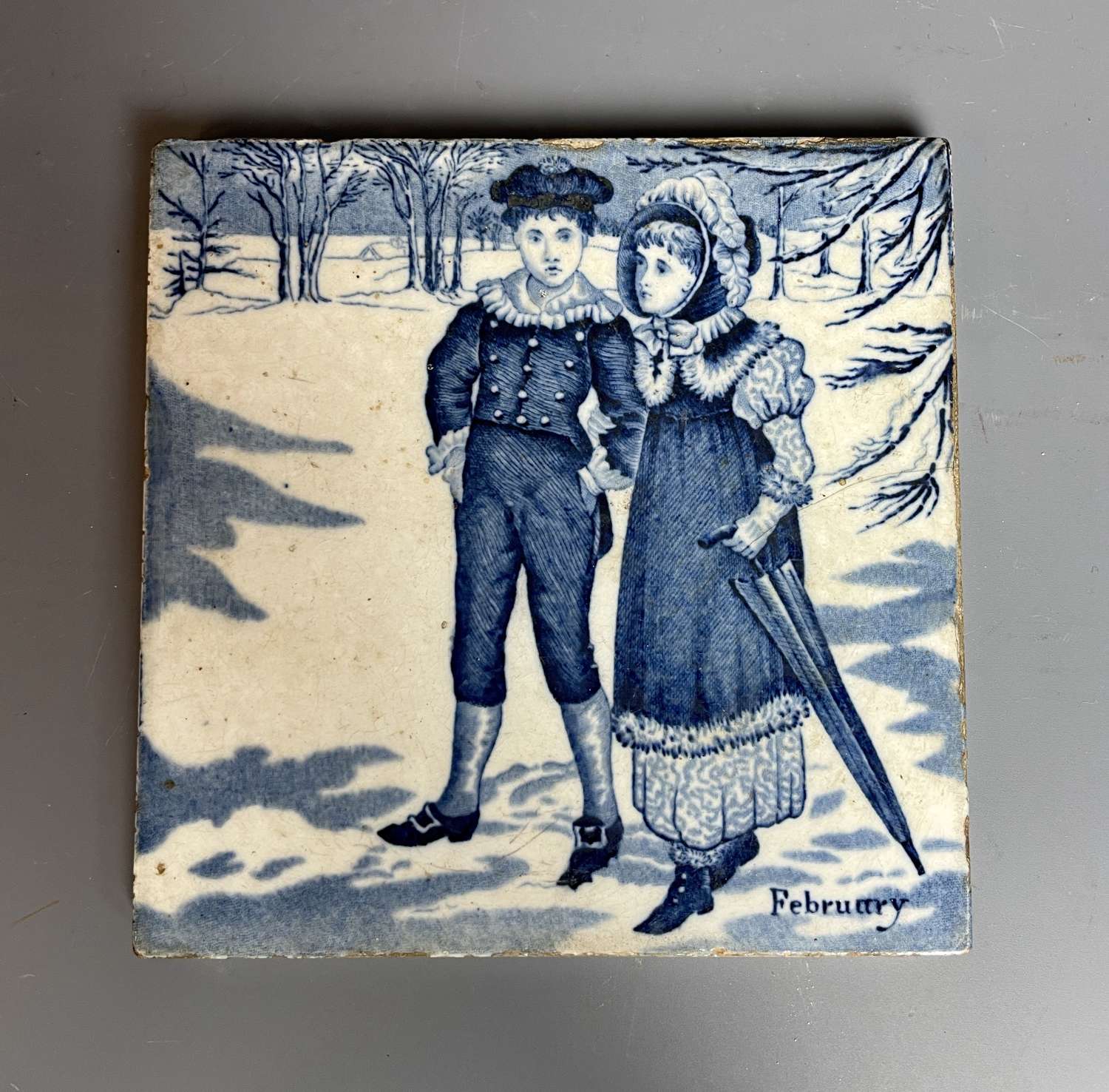 Wedgwood Tile Depicting February from The Months of the Year Series