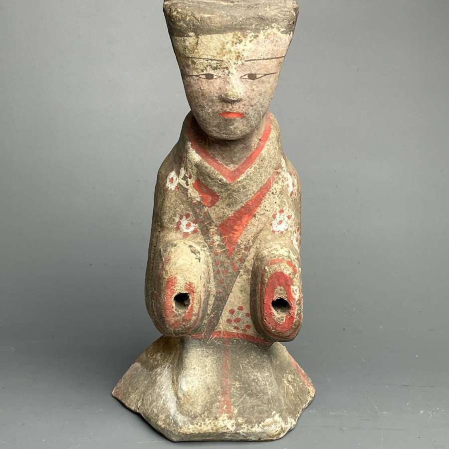 Chinese Han Dynasty Pottery Tomb Figure of a Sleeve Dancer