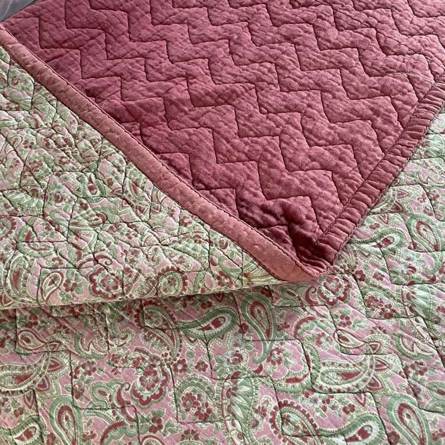 Victorian Pink Floral Paisley Double Quilt
