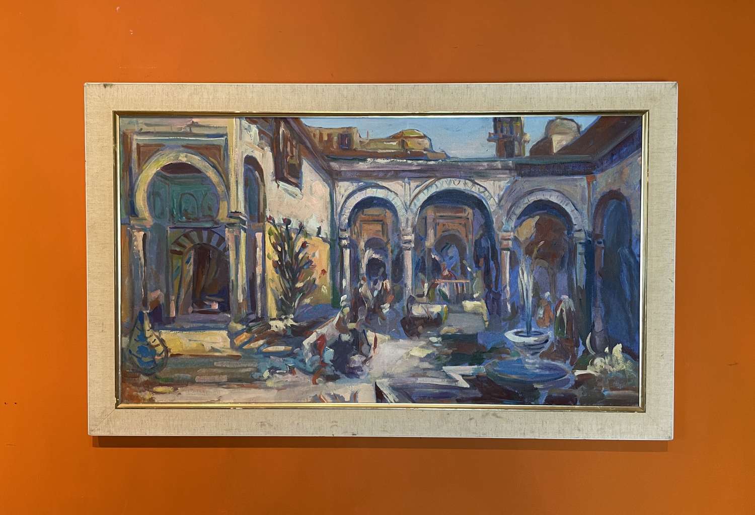 Oil on Canvas of a North African Courtyard Scene