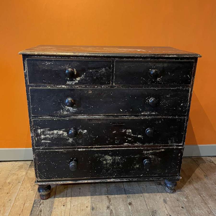 Victorian Pine Chest of Drawers in Original Paint
