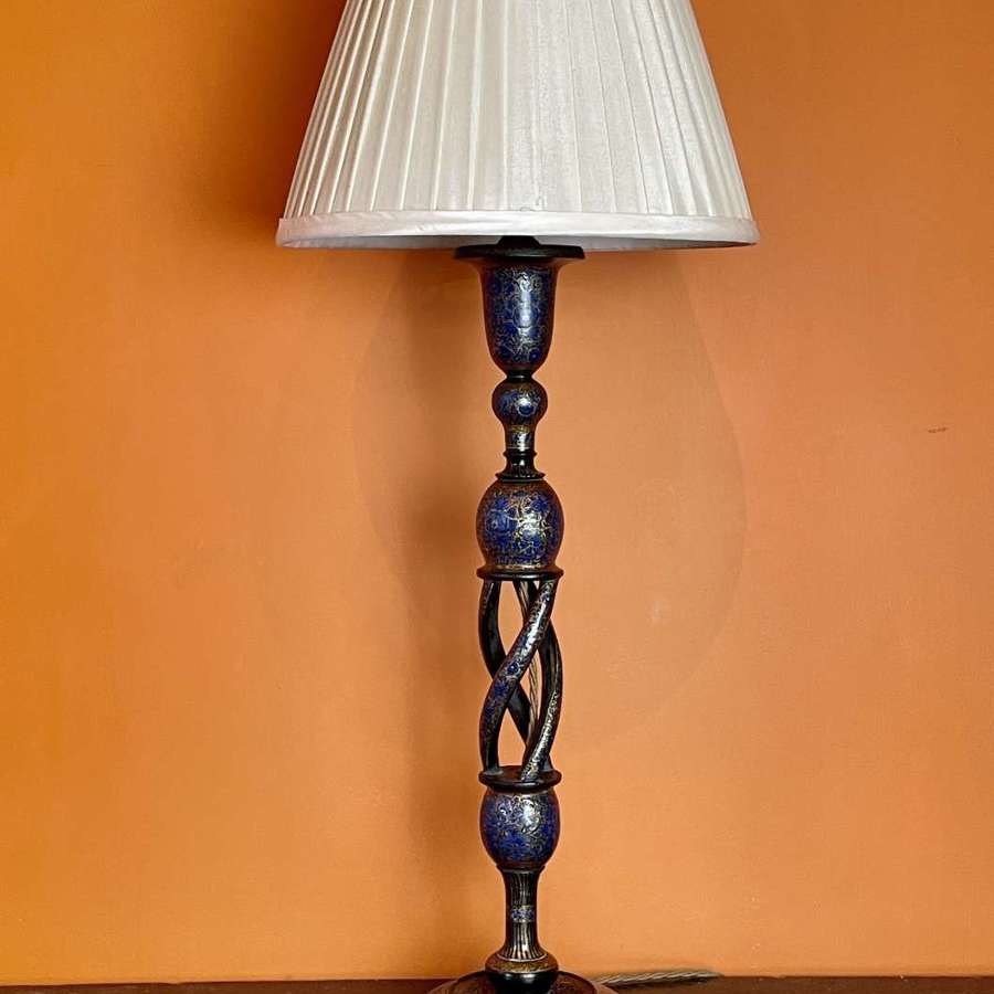 Vintage Kashmiri Hand Painted Table Lamp