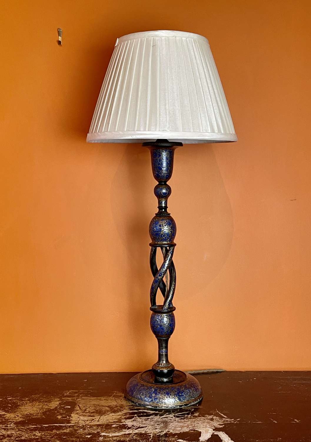 Vintage Kashmiri Hand Painted Table Lamp