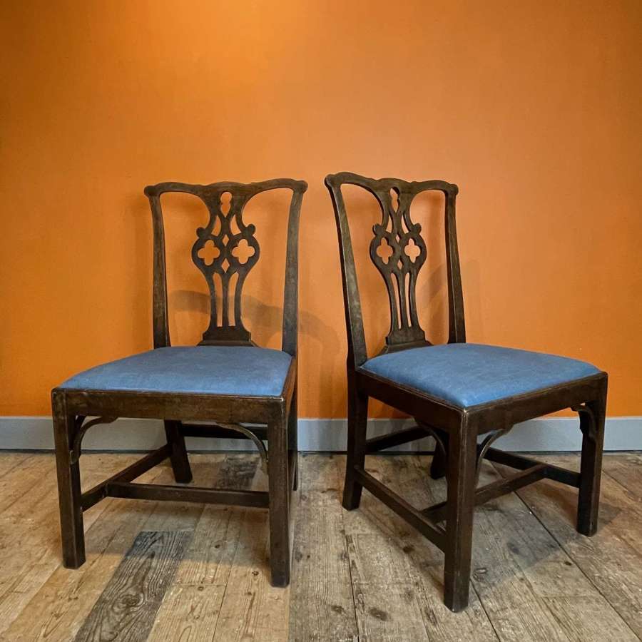 Pair of Georgian Mahogany Dining Chairs of Chippendale Design