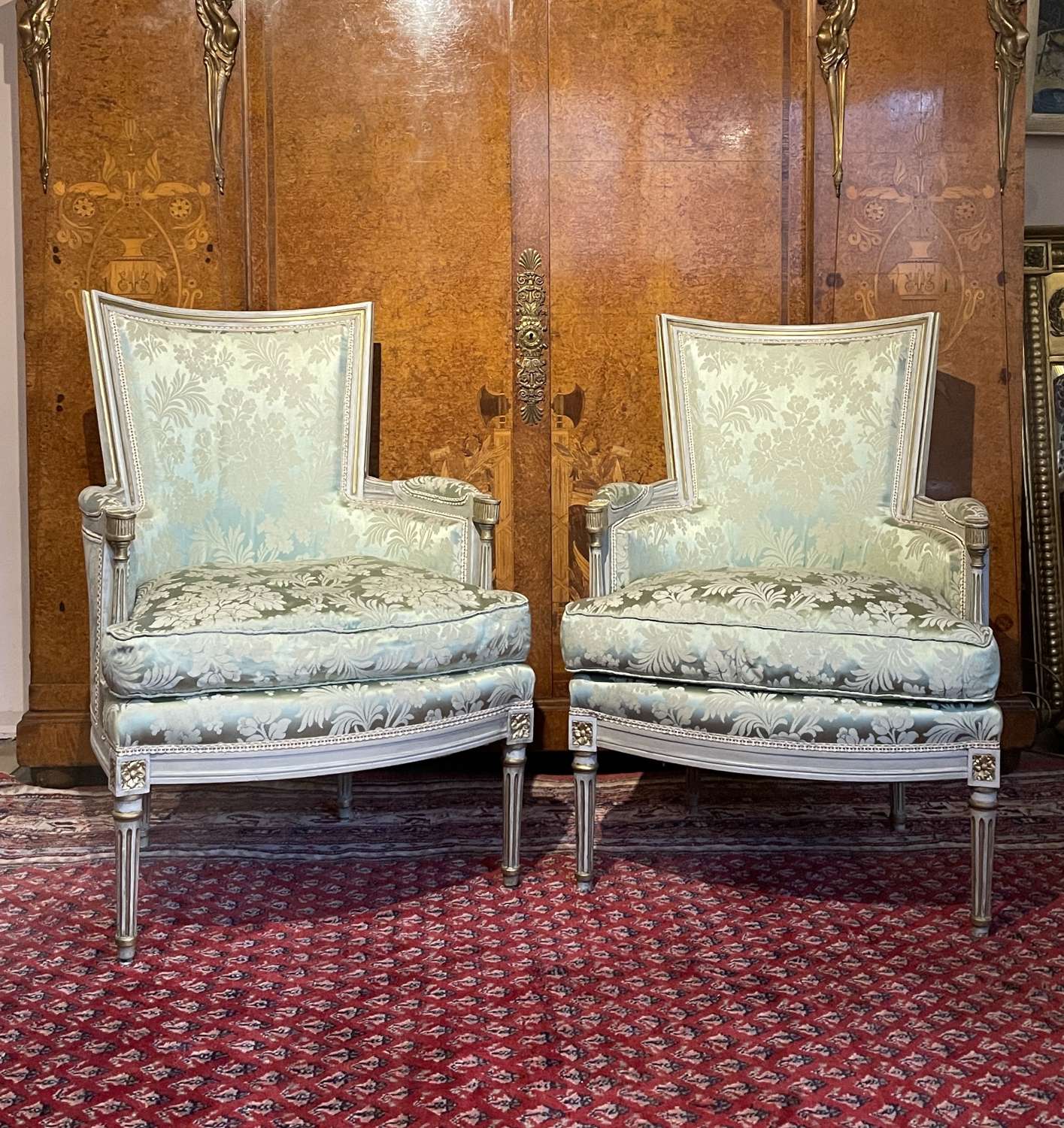 Pair of Painted French Louis XVI Revival Fauteuils