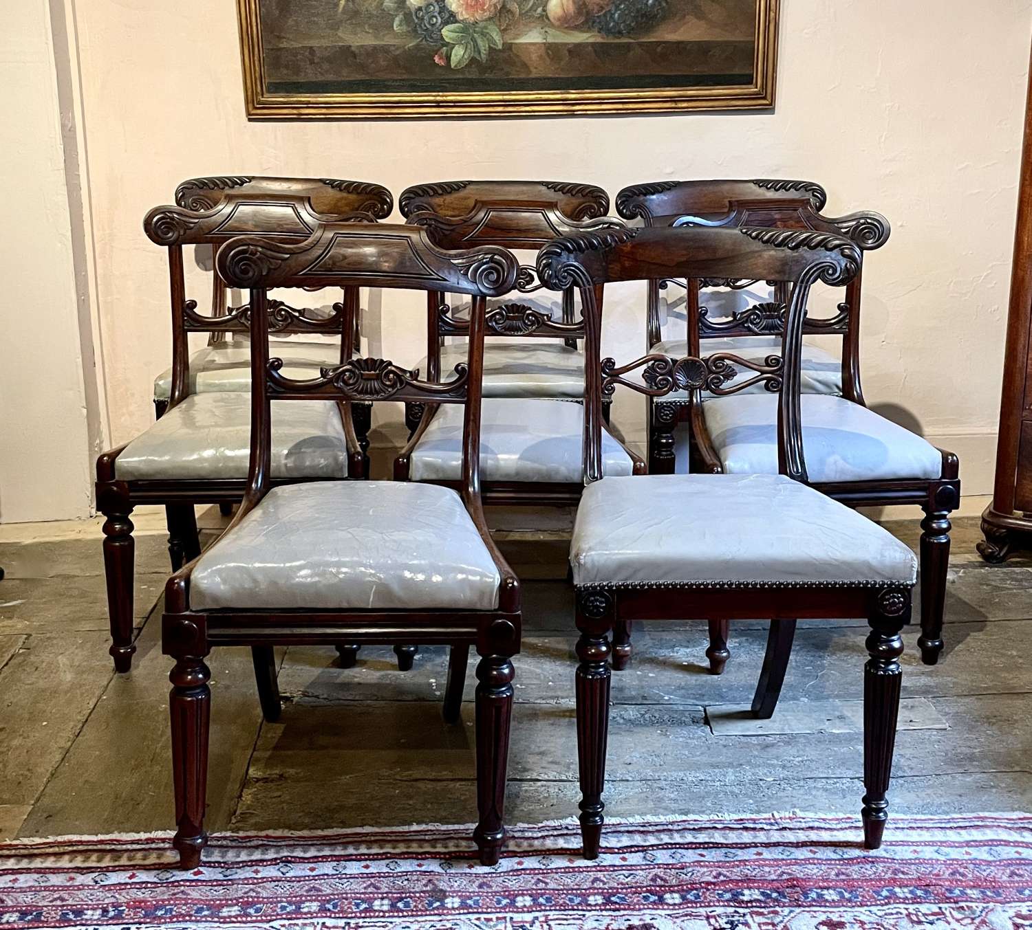 Harlequin Set of Eight Regency Rosewood Dining Chairs