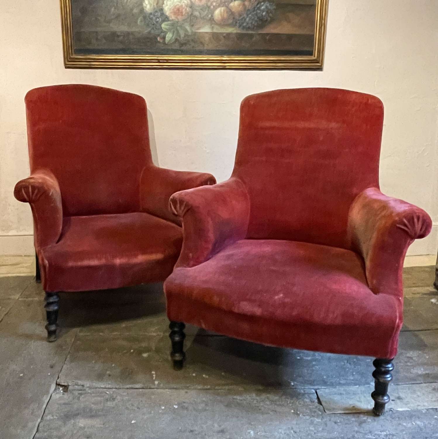 Pair of French Napoleon III Armchairs for Recovering