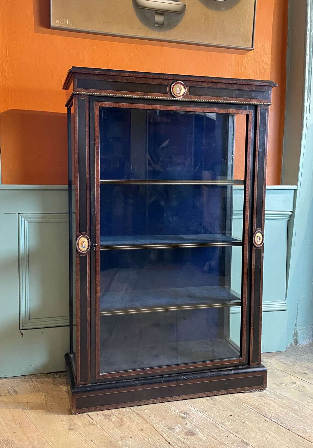 Victorian Ebonised & Amboyna Display Cabinet