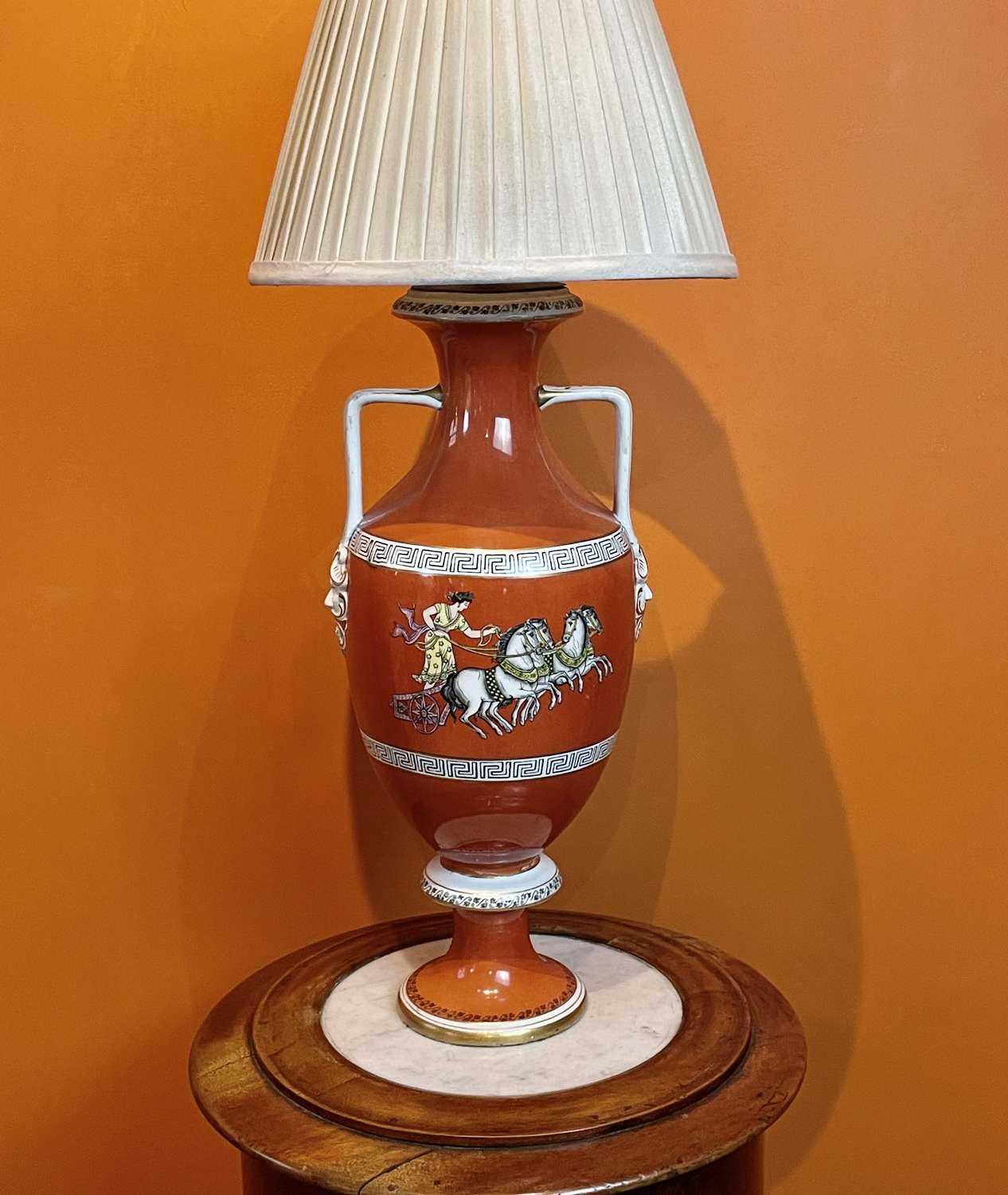 Victorian Staffordshire Porcelain Classical Vase Lamp