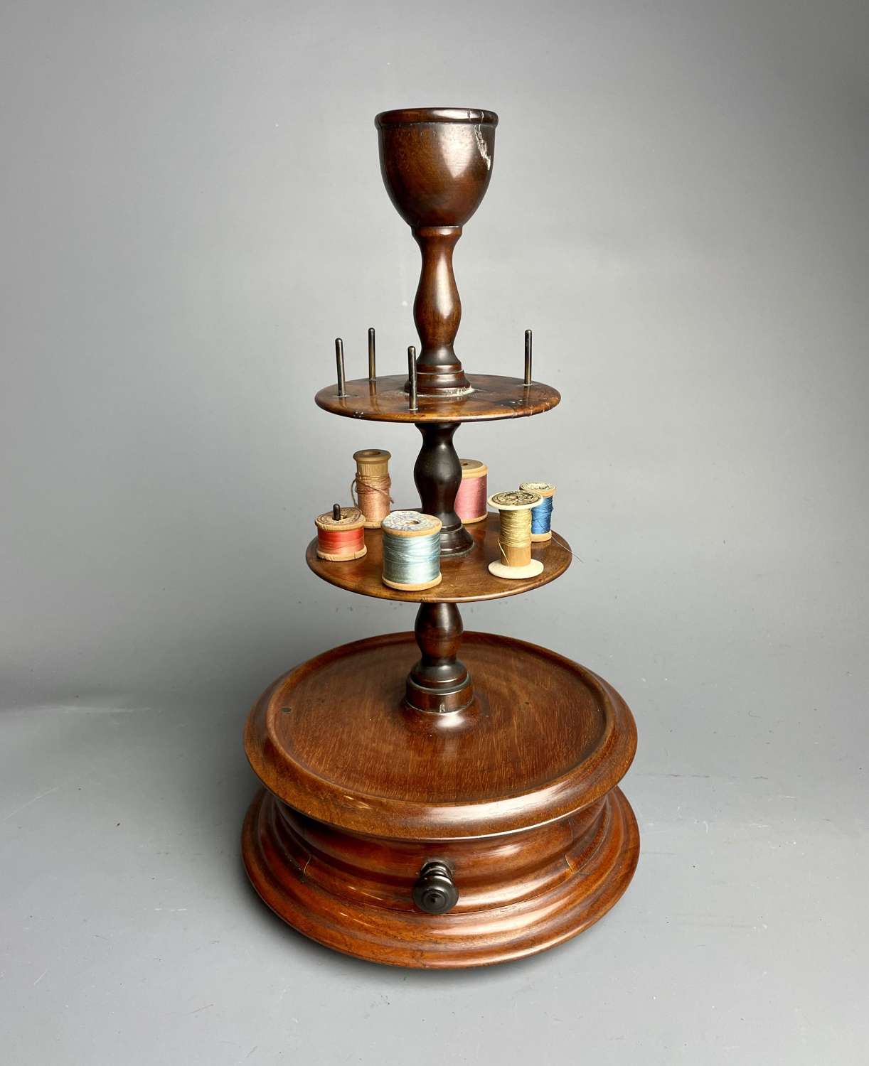 Victorian Treen Cotton Reel Stand