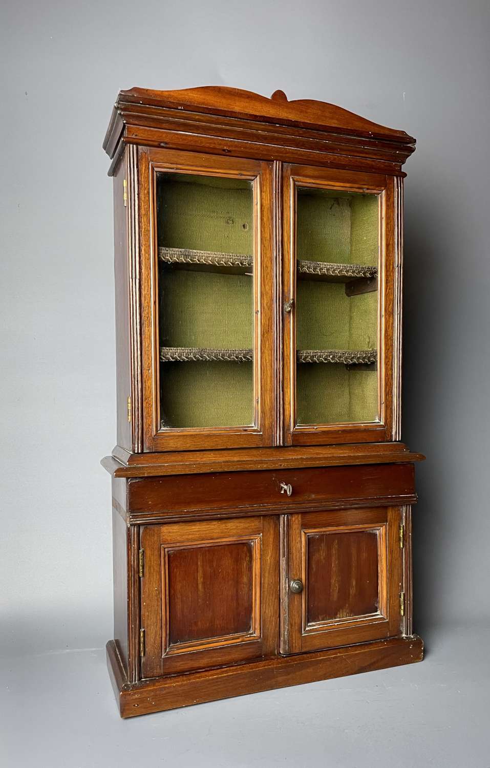 Victorian Miniature Doll's Mahogany Bookcase Cabinet Apprentice Piece