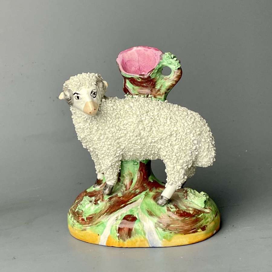 Victorian Staffordshire Sheep Spill Vase