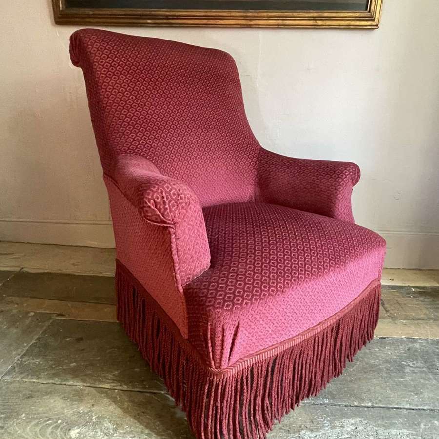 19th Century French Napoleon III Scroll Back Armchair